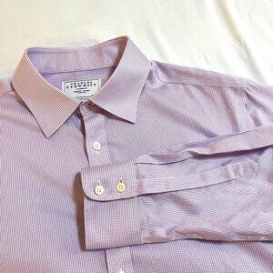 Charles Tyrwhitt long sleeve cotton dress shirt 17/35 non iron slim fit purple